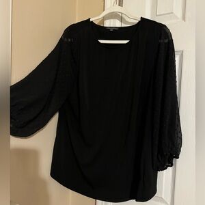 Adrianna Papell 1x black long sleeve blouse